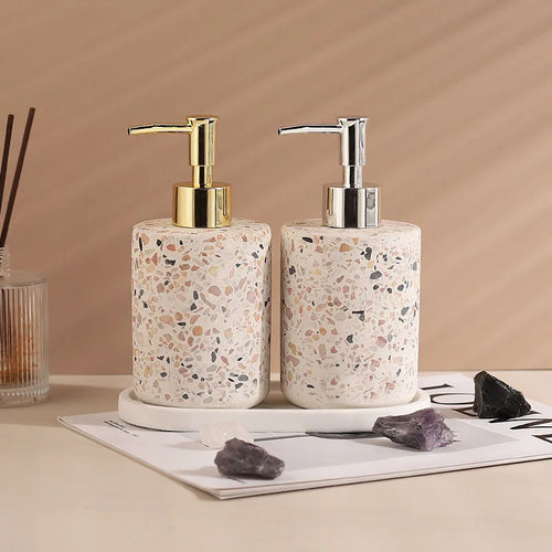 bouteille de lotion en terrazzo pour gel douche et savon - vue 2 sur 7