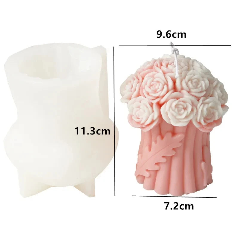 moule en silicone 3d bouquet de roses pour bougie - vue 18 sur 18