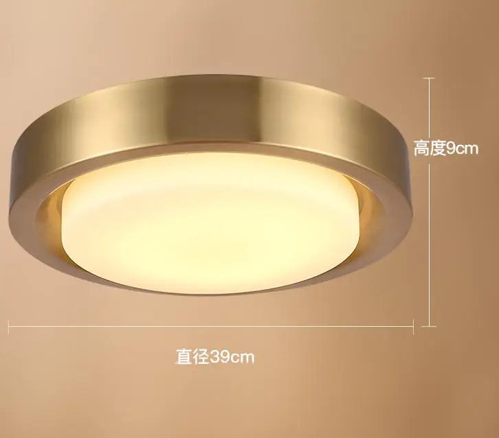plafonnier rond en cuivre avec abat jour en verre moderne - vue 7 sur 8