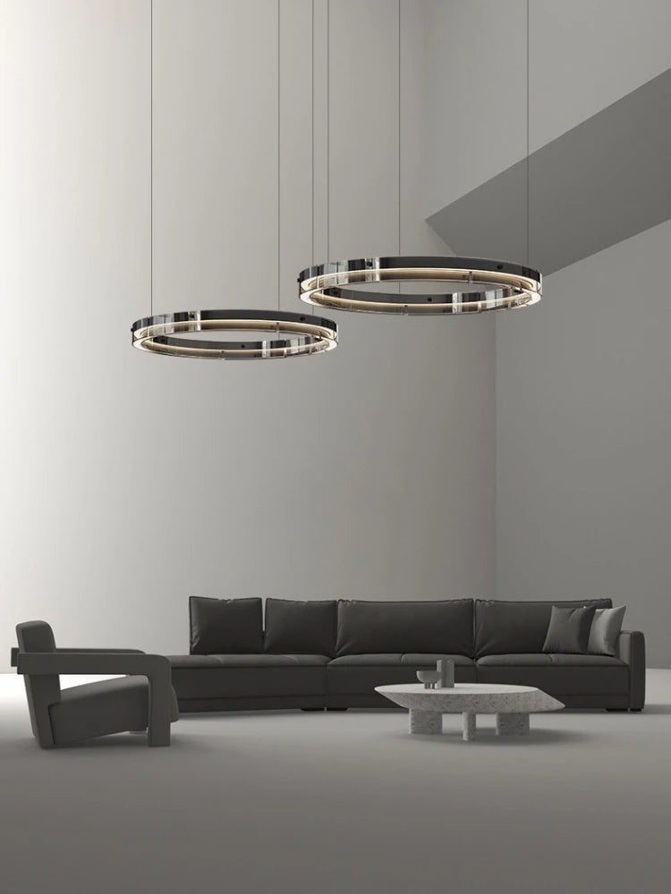 suspension circulaire en verre minimaliste italienne moderne et créative - vue 4 sur 11