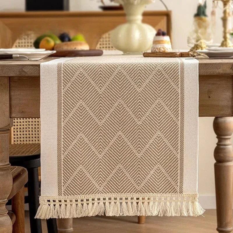 Chemin de table imperméable polyester motif géométrique décoration