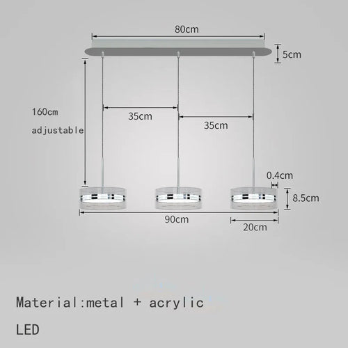 suspension led style 	 avec cordon réglable acrylique rond - vue 9 sur 8