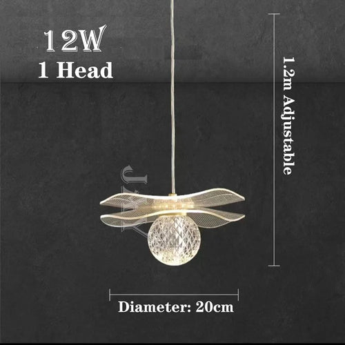 suspension moderne en forme de feuille de lotus personnalisable en cristal - vue 9 sur 13