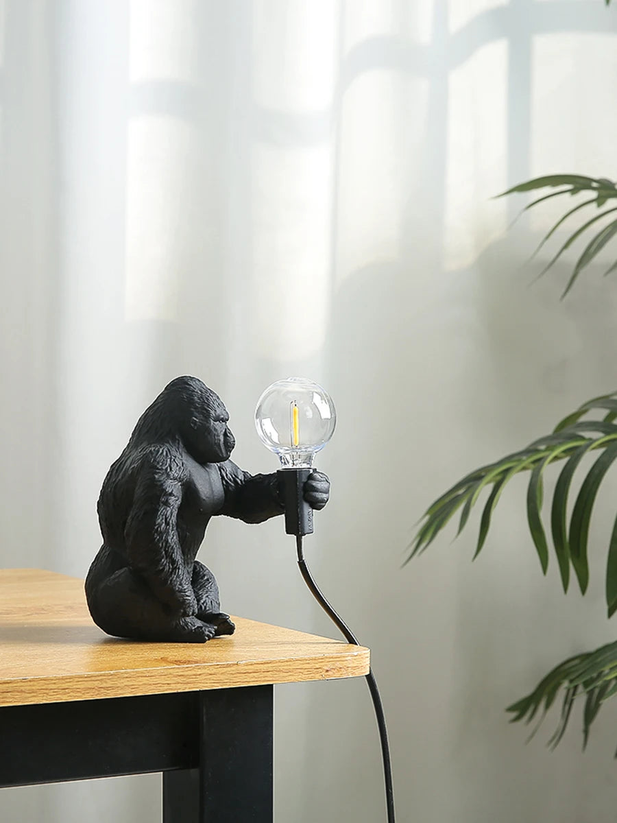 lampe à poser nordique king kong en résine personnalisable animaux - vue 12 sur 15