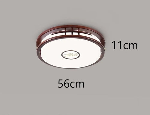 plafonnier moderne en bois massif style chinois avec lampe LED - vue 10 sur 10