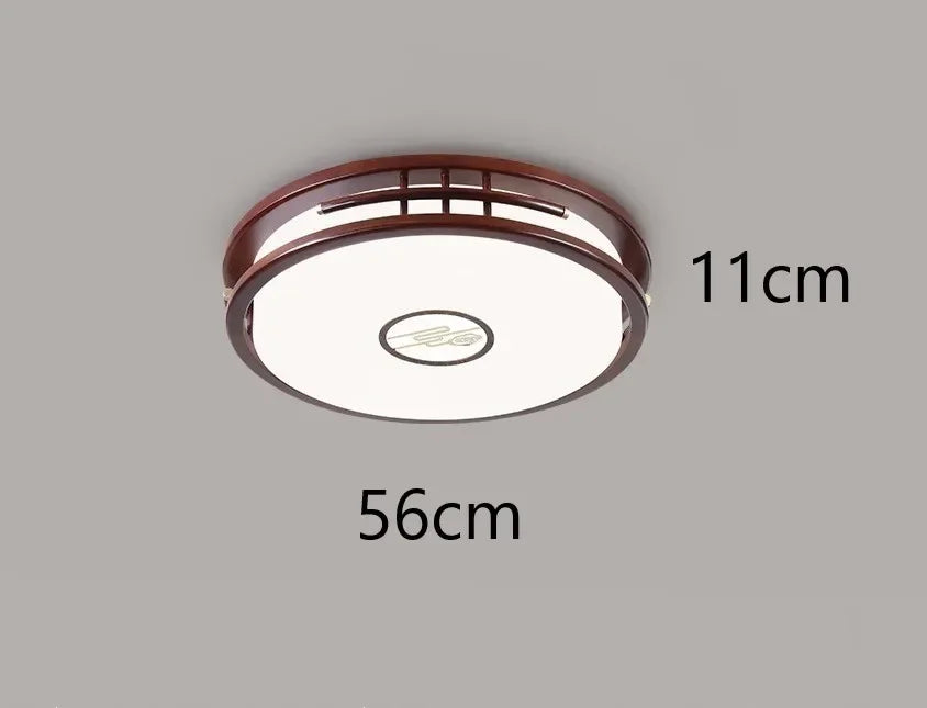 plafonnier moderne en bois massif style chinois avec lampe LED - vue 9 sur 10