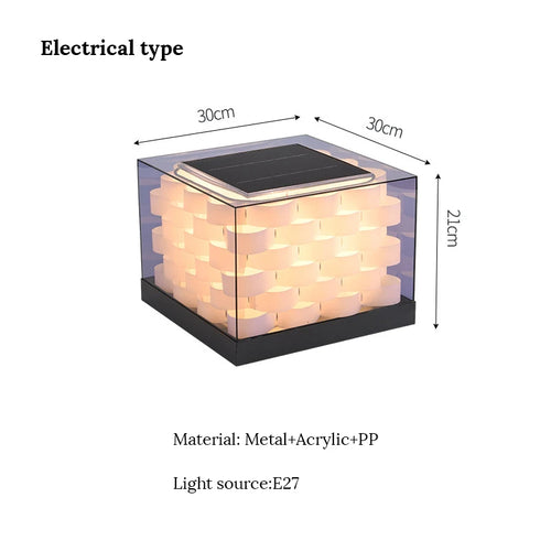 pilier lumière solaire extérieure étanche pour jardin villa - vue 12 sur 14