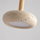 lustre led en travertin avec suspension en pierre naturelle