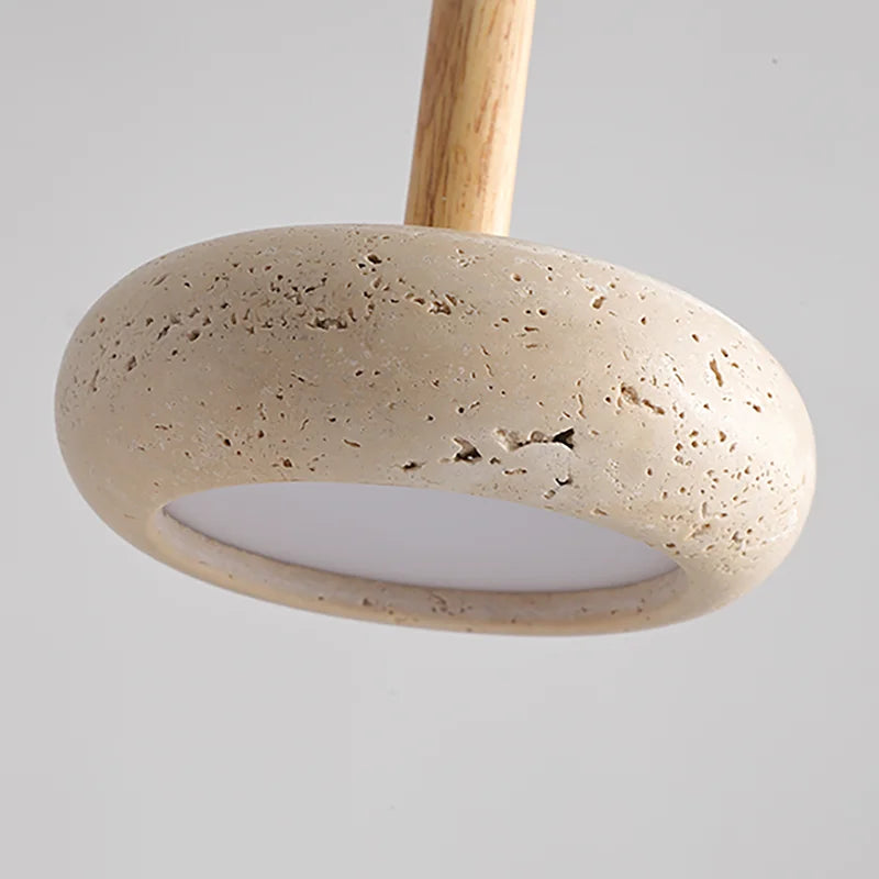 lustre led en travertin avec suspension en pierre naturelle - vue 5 sur 6