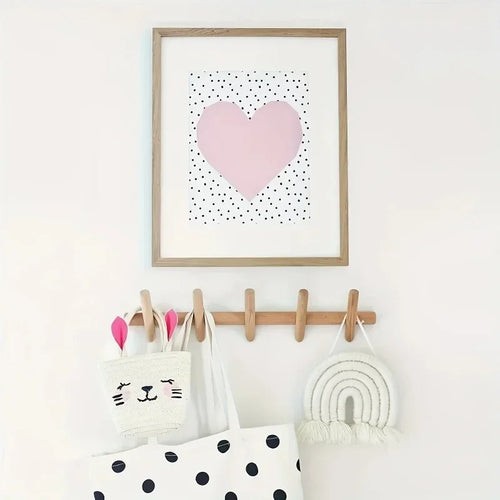 porte-manteau en bois massif avec crochets pour rangement mural décoratif - vue 2 sur 7
