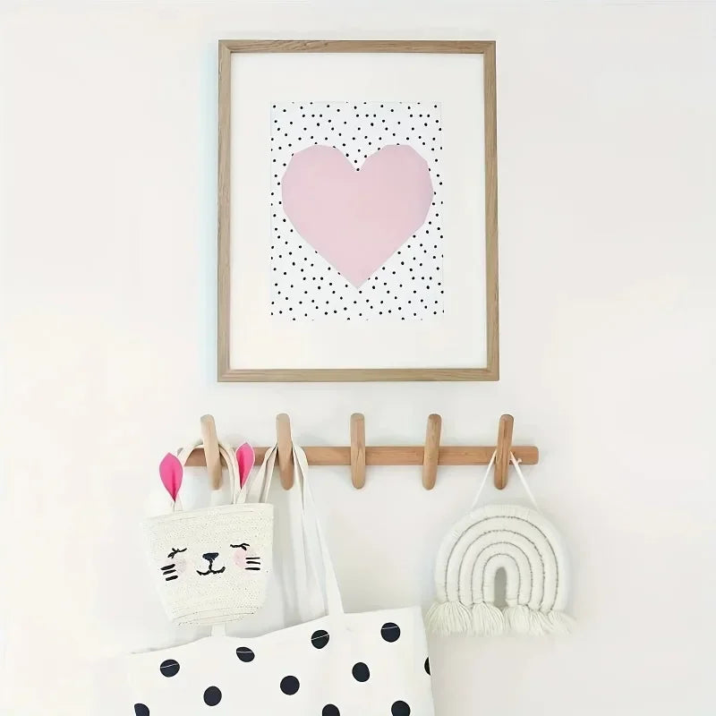 porte-manteau en bois massif avec crochets pour rangement mural décoratif - vue 2 sur 7
