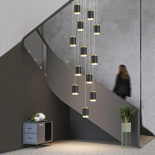 lustre moderne led pour escalier et intérieur contemporain - vue 2 sur 28