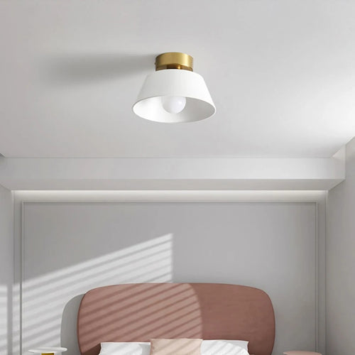 Rétro plafonnier LED décoration intérieure lampe fer rond noir blanc abat-jour pour balcon allée couloir couloir luminaire - vue 3 sur 8