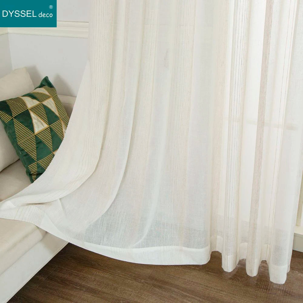 Voilage rideau rayures style americain salon chambre moderne - vue 5 sur 6