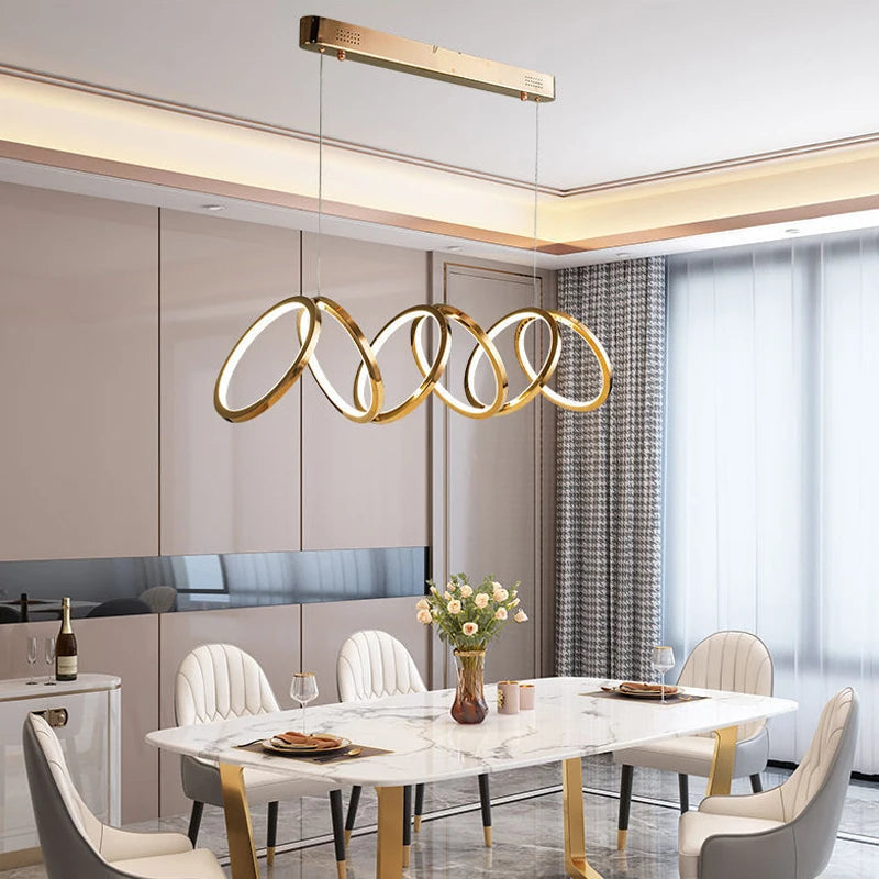 Anneau de luxe moderne suspension LED lumières pour salle à manger cuisine éclairage Lustre décor Lustre barre intérieure suspendus luminaires - vue 4 sur 9