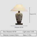 lampe de bureau rétro chinoise en céramique avec abat-jour en tissu