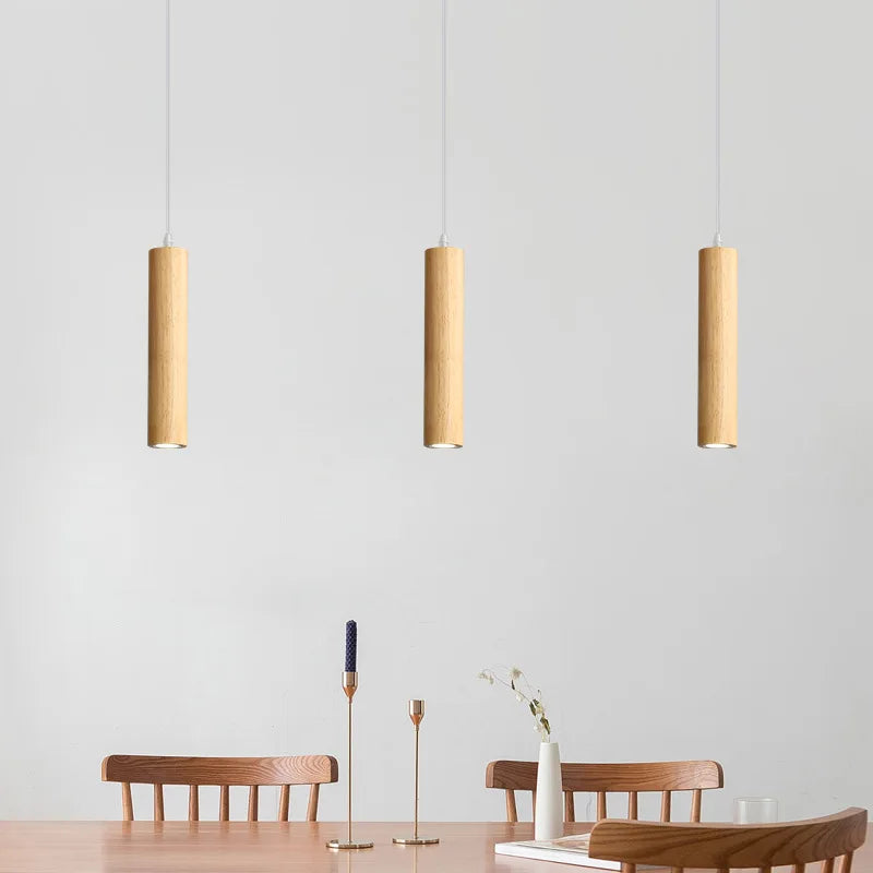 lampes suspendues modernes en bois éclairage intérieur led - vue 6 sur 8