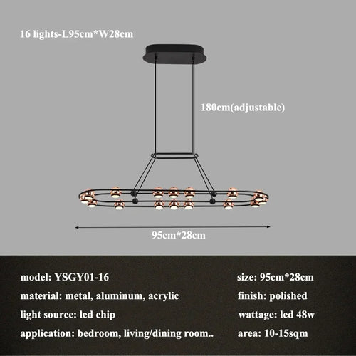 lustre led créatif italien en forme de haricot pour décoration intérieure - vue 16 sur 15