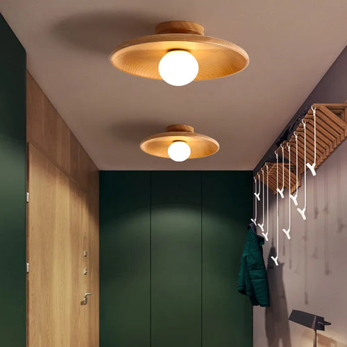Plafonnier en bois Led nordique pour salon plafonnier en bois pour chambre à coucher salle à manger couloir balcon luminaire G9 - vue 7 sur 8