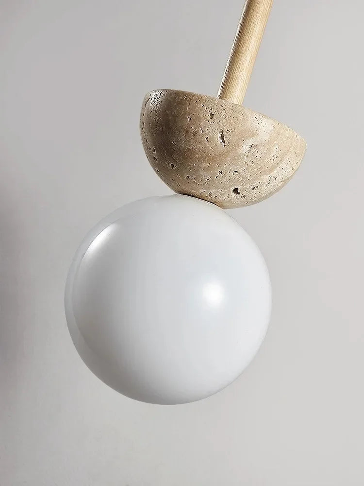 lustre suspendu en travertin jaune style nordique simple - vue 3 sur 7