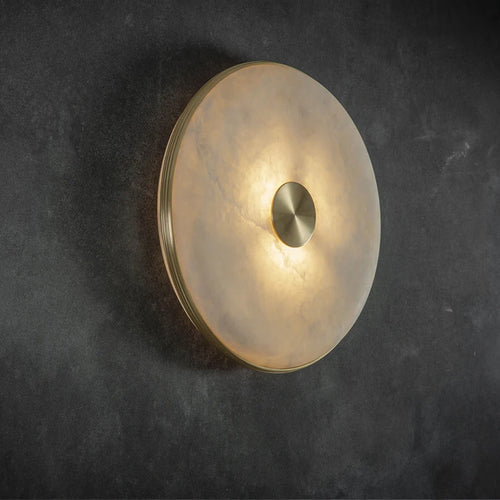 applique murale en marbre naturel espagnol éclairage luxe cuivre design créatif - vue 4 sur 7
