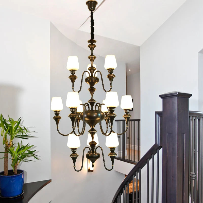 lustre à led en cuivre noir pour décoration d'hôtel élégant - vue 5 sur 22