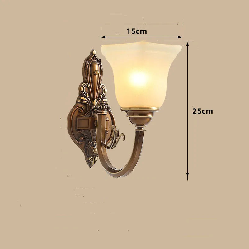 lustre vintage en cuivre avec abat-jour en verre dépoli - vue 11 sur 20