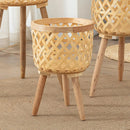 support de fleurs en rotin tressé pour décoration intérieure