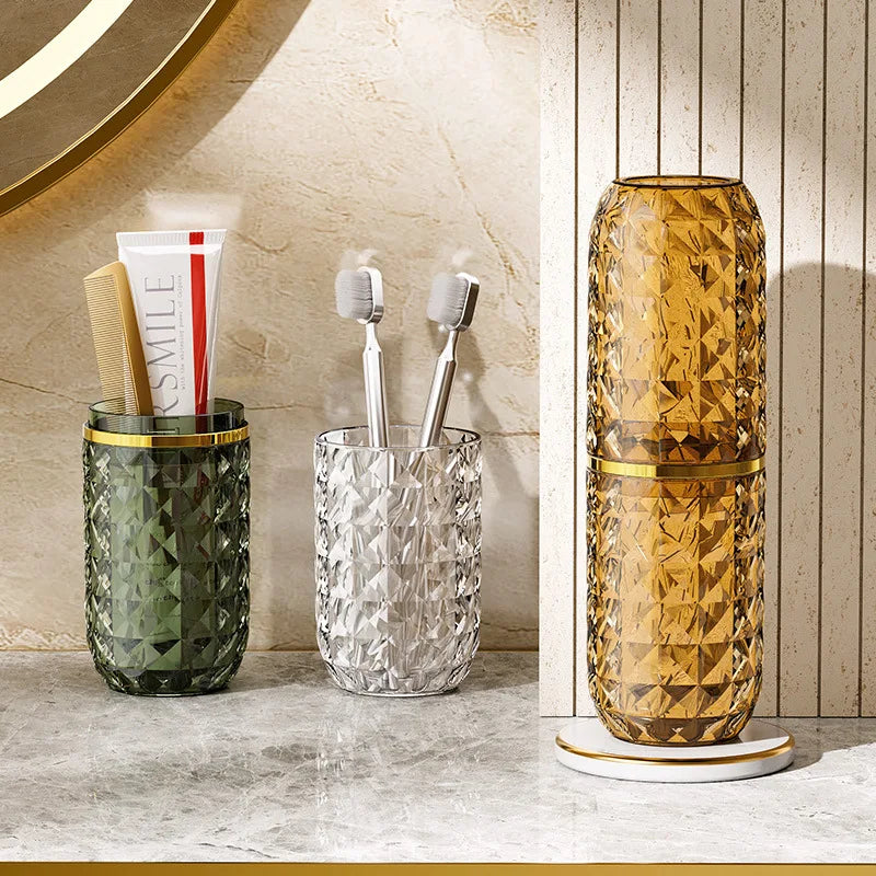 gobelet de voyage léger et luxueux motif diamant portable pour soins dentaires - vue 3 sur 8