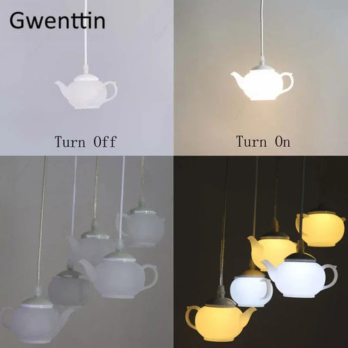 suspension théière moderne à led pour décoration intérieure nordique - vue 4 sur 7