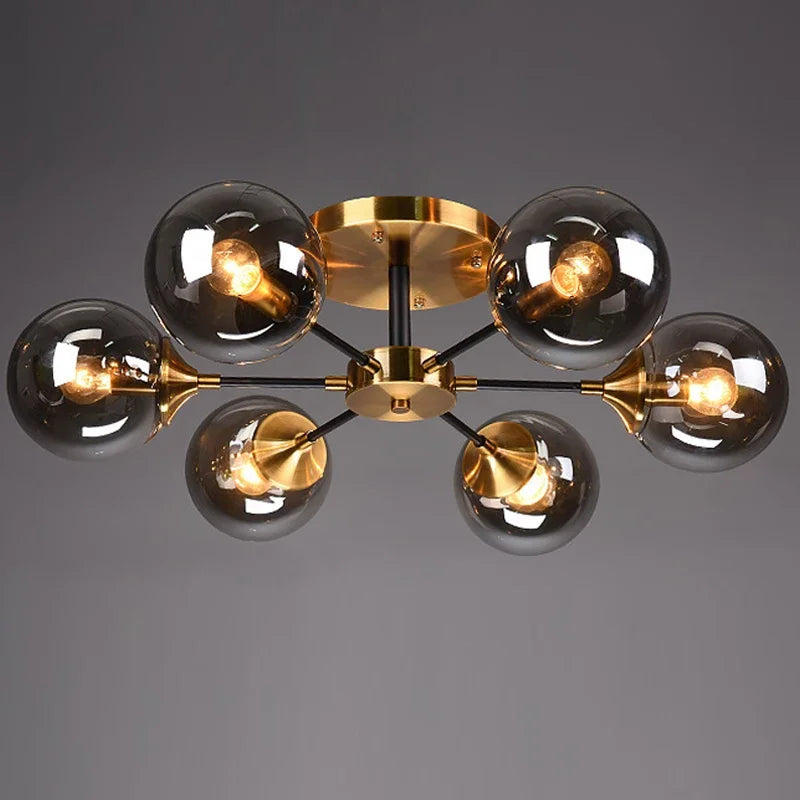 lustre moderne en verre boule pour un éclairage élégant - vue 3 sur 18