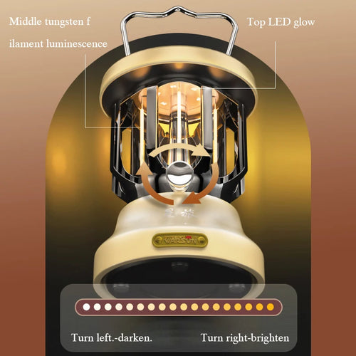 lanterne de camping rétro rechargeable en métal portable à led - vue 3 sur 7