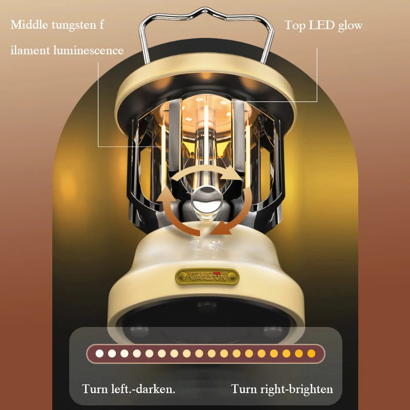 lanterne de camping rétro rechargeable en métal portable à led - vue 2 sur 7