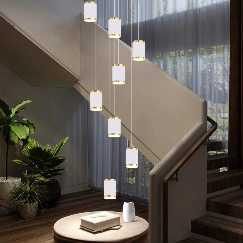 lustre long rotatif en acrylique pour éclairage intérieur décoratif - vue 3 sur 28