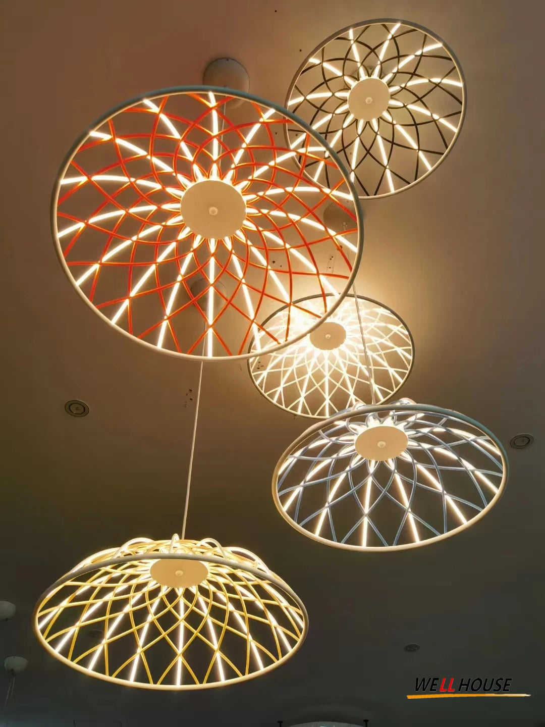 suspension moderne en corde nordic skynest led macaron mesh - vue 2 sur 10