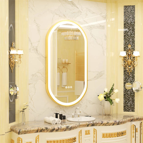 miroir oval à led avec éclairage ajustable et anti-buée - vue 9 sur 8