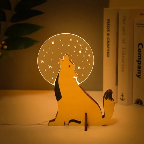 Lampe à poser Animaux LED veilleuse bois acrylique Table USB lumières décorer pour enfants bébé enfants lampe de chevet pélican Sirius baleine Toucan - vue 9 sur 10