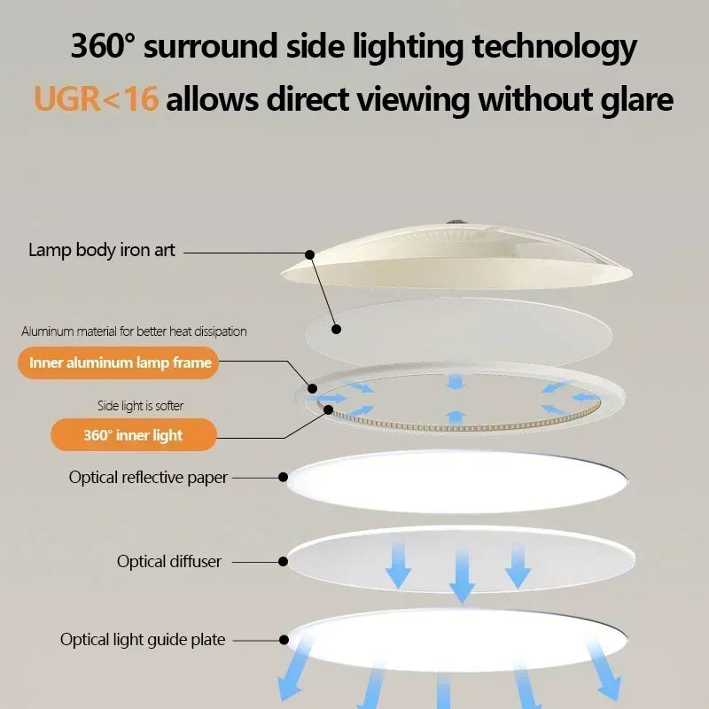 lustre moderne nordique design soucoupe volante avec lumière led - vue 5 sur 11