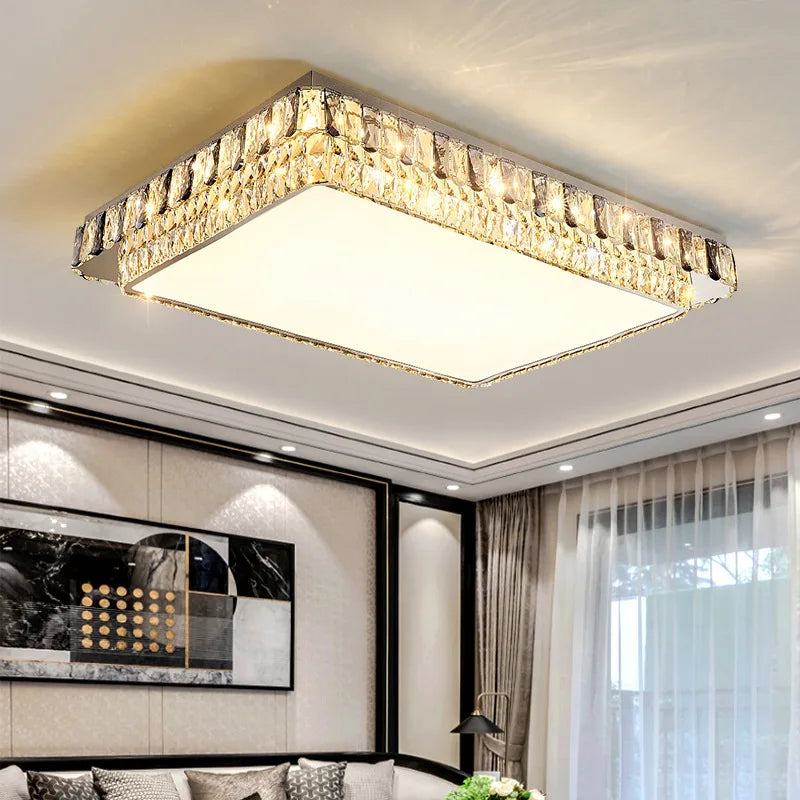 plafonnier led de luxe en cristal rond moderne - vue 3 sur 15