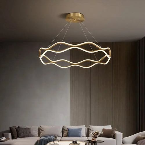 Lustre Nordique LED Lumière Pour Chambre Salon Salle à manger De Luxe Anneau Suspension Décor À La Maison - vue 5 sur 22