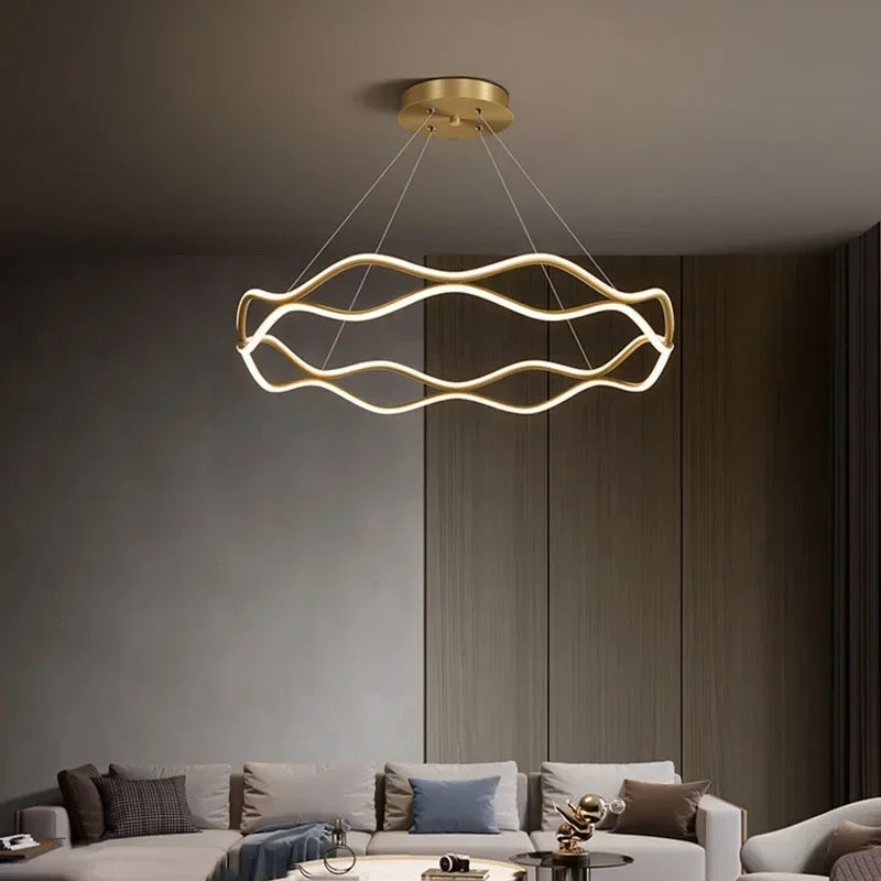 Lustre Nordique LED Lumière Pour Chambre Salon Salle à manger De Luxe Anneau Suspension Décor À La Maison - vue 4 sur 22