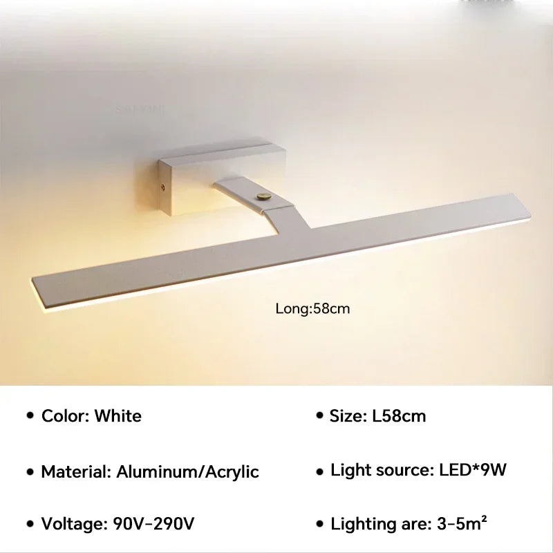 applique murale led moderne étanche pour miroir rotative et lumineuse - vue 11 sur 14