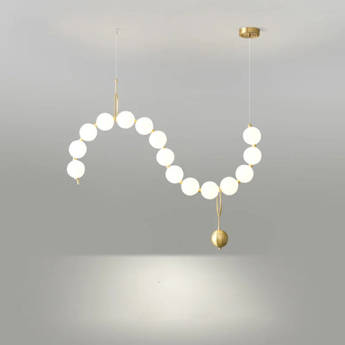 lustre suspension en acrylique blanc avec perles - vue 2 sur 16