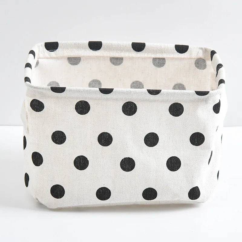 panier de rangement pliable en toile avec poignée coton et lin - vue 1 sur 22