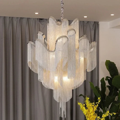 lustre à led pampilles industrielles éclairage intérieur décoration moderne - vue 4 sur 12