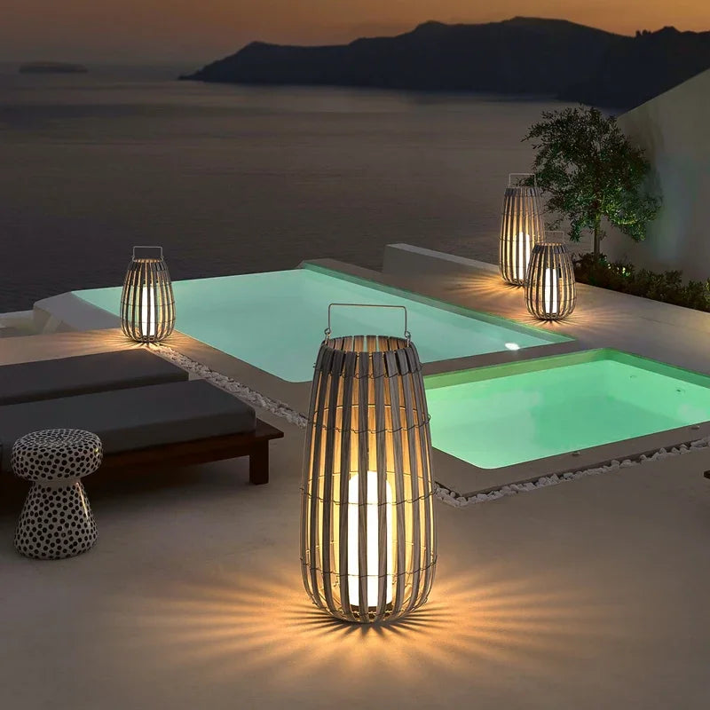 Outdoor Home Garden Solar lights, Rattan IP65 Waterproof Street Lamp Villa Courtyard Landscape Lawn Light For Garden Patio Fence - vue 5 sur 13