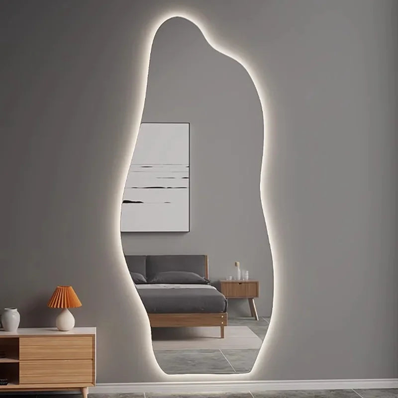 miroir lumineux décoratif style nordique irrégulier pour intérieur élégant - vue 4 sur 6