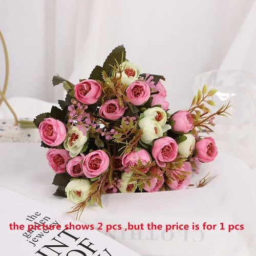 fleurs artificielles en soie bouquet de camélia décoratif - vue 11 sur 11