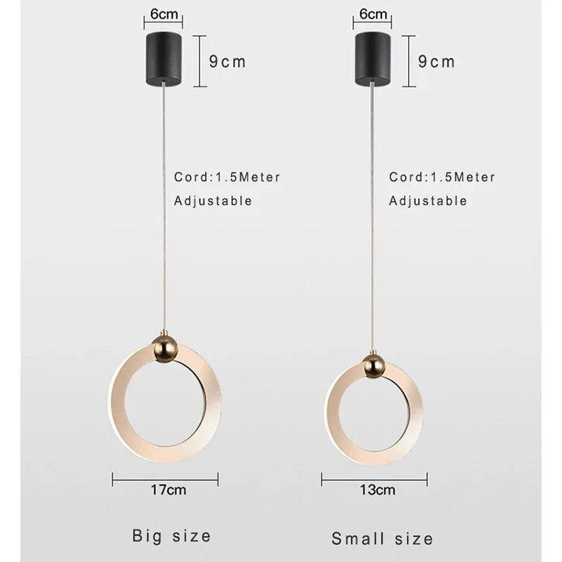 Lamp Modern LED Pendant Light Fixtures, Ring Pendant Lighting For Bedroom Bathroom Living Room, Small Hanging Pendant Light - vue 5 sur 10