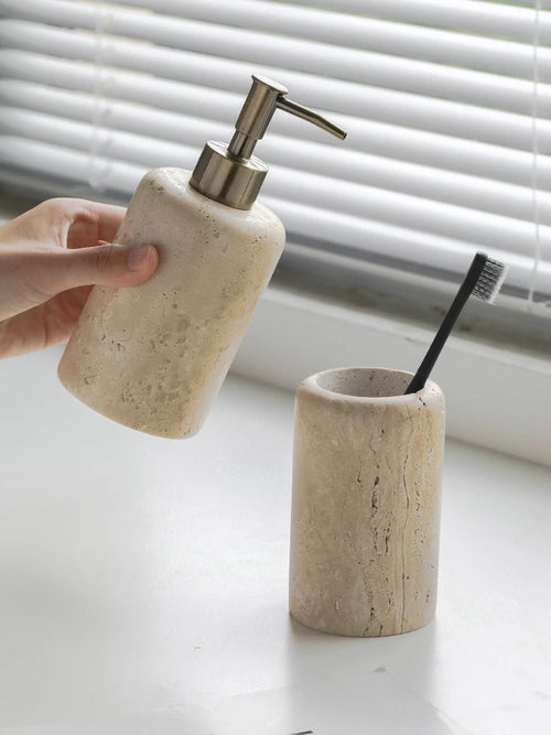 ensemble de salle de bain en gravier avec accessoires élégants - vue 5 sur 15